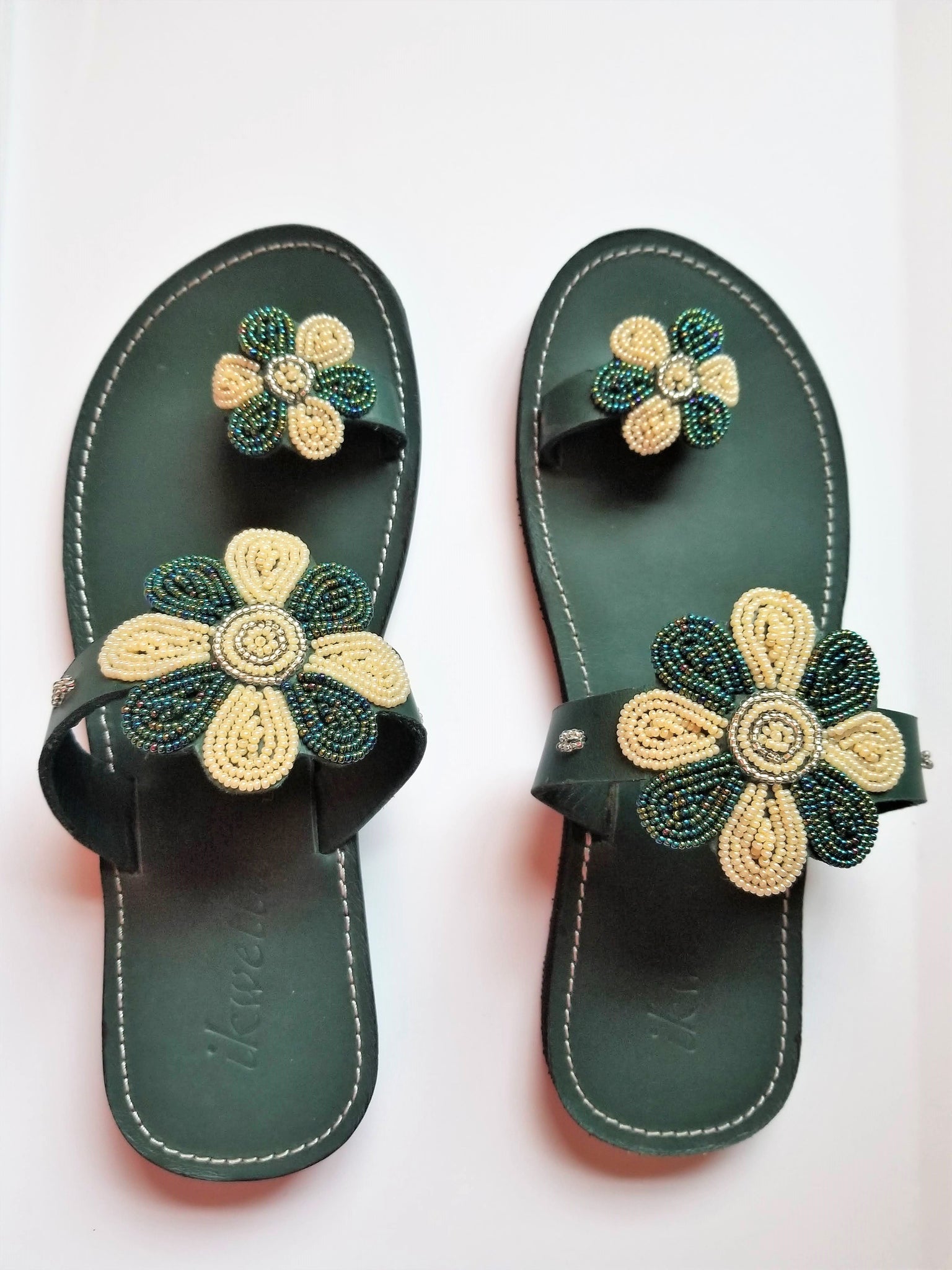 hunter green flip flops