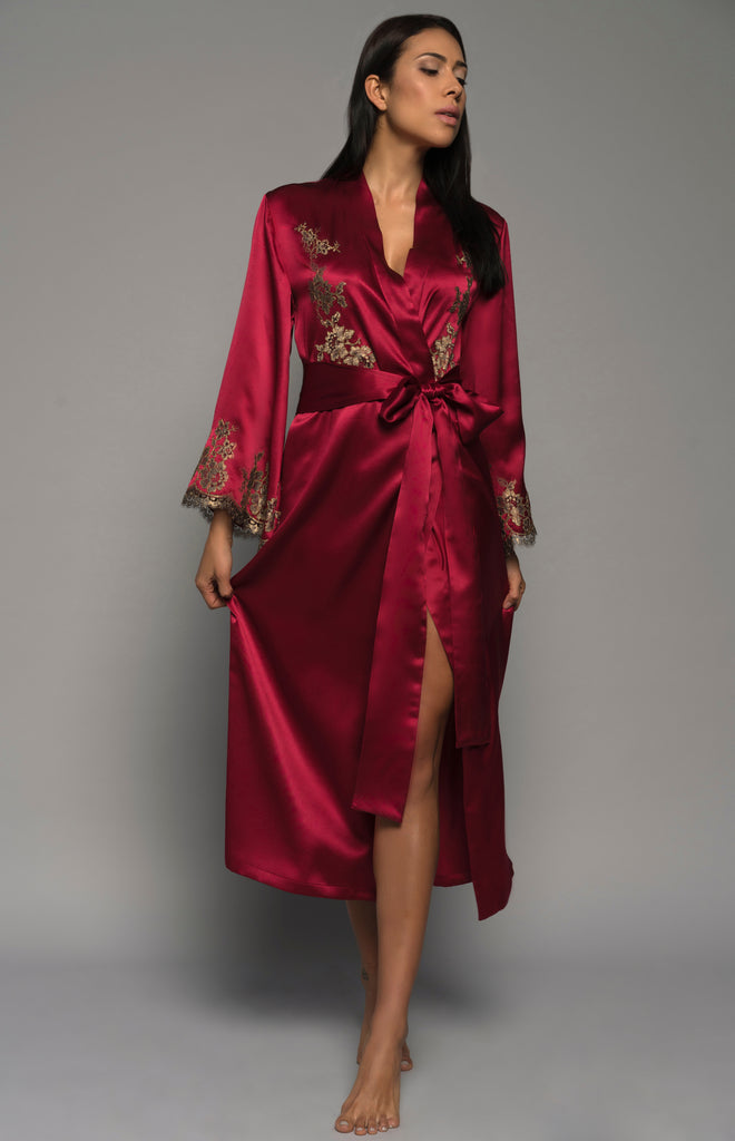 long red silk robe