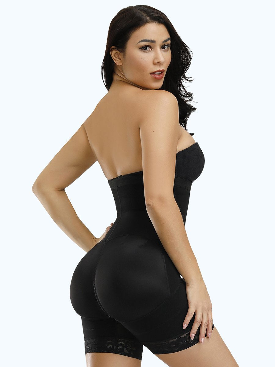 Detachable Straps Full Body Shaper Zipper Abdominal Control