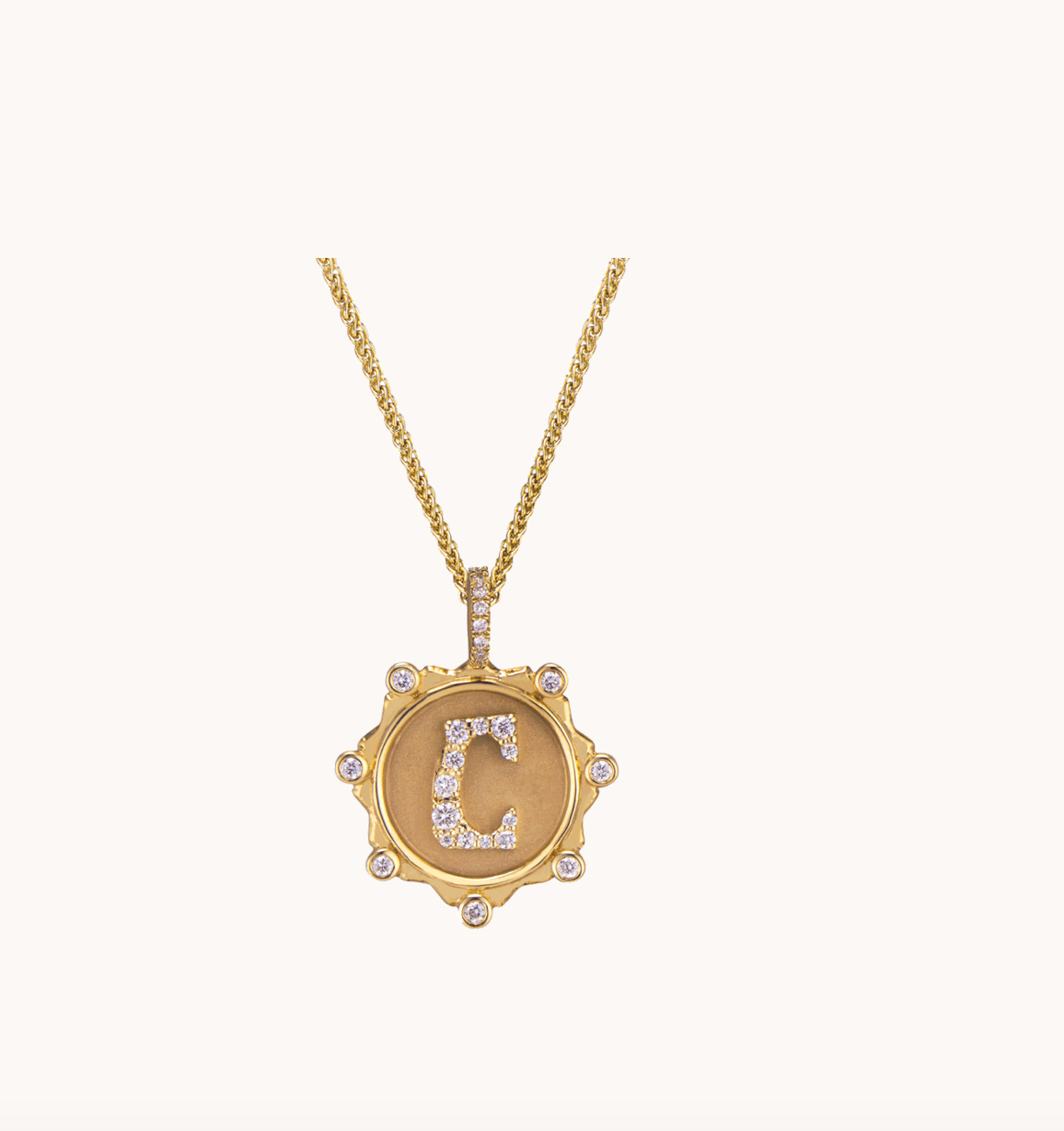 Marlo Laz Pave Initial Coin Necklace