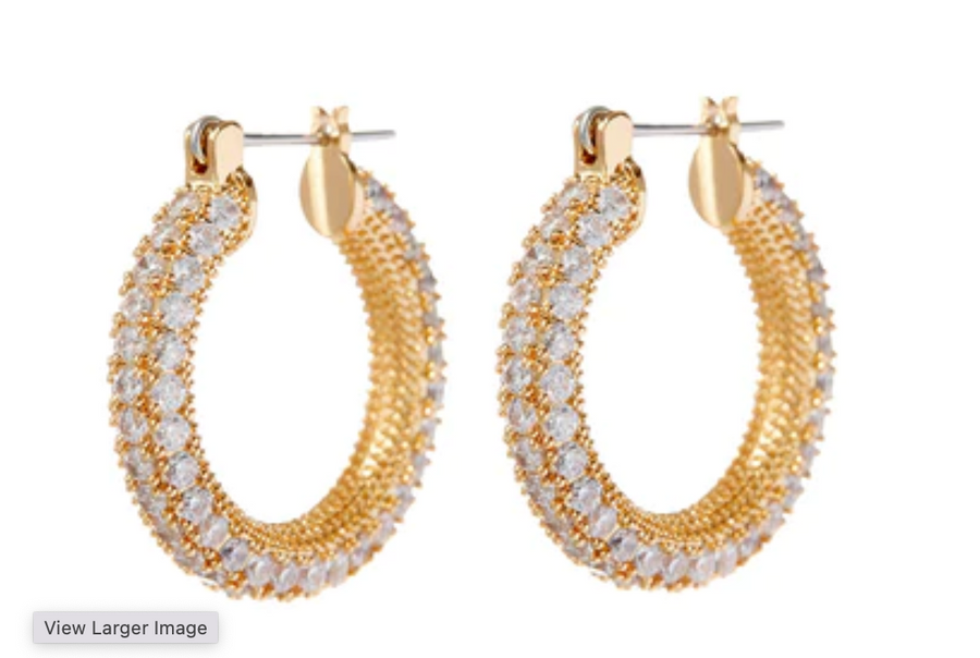 PAVE ESTELLE HOOPS- GOLD - Millo Jewelry