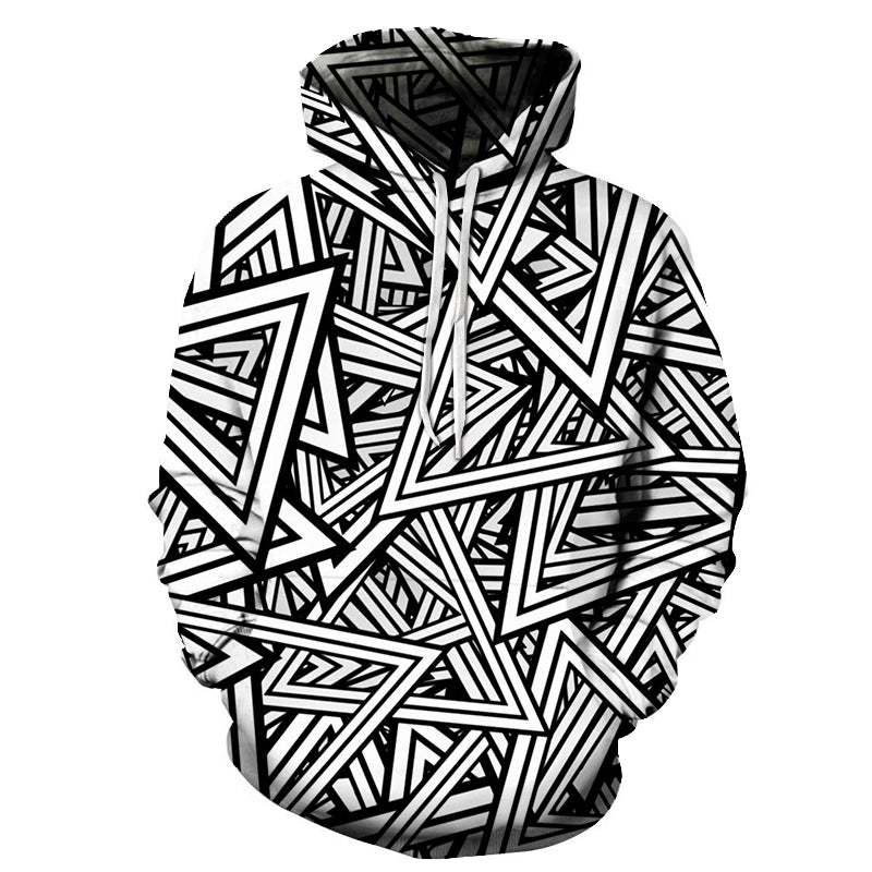 Black & White Triangles 3D - Sweatshirt, Hoodie, Pullover — My 3D Hoodie