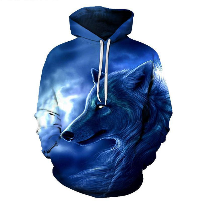 Blue Wolf 3D Sweatshirt Hoodie Pullover — My 3D Hoodie
