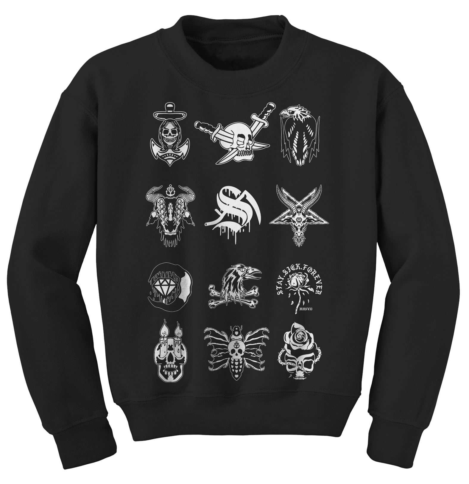 Tattoo Flash Black Crewneck - Stay Sick Clothing product image