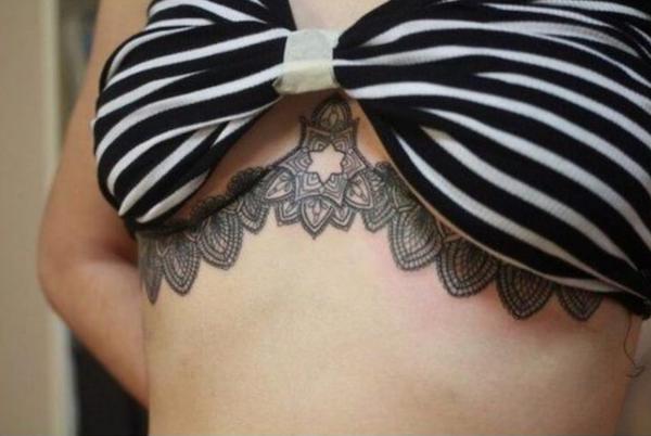 Script Tattoo Under Breast/Bra Line