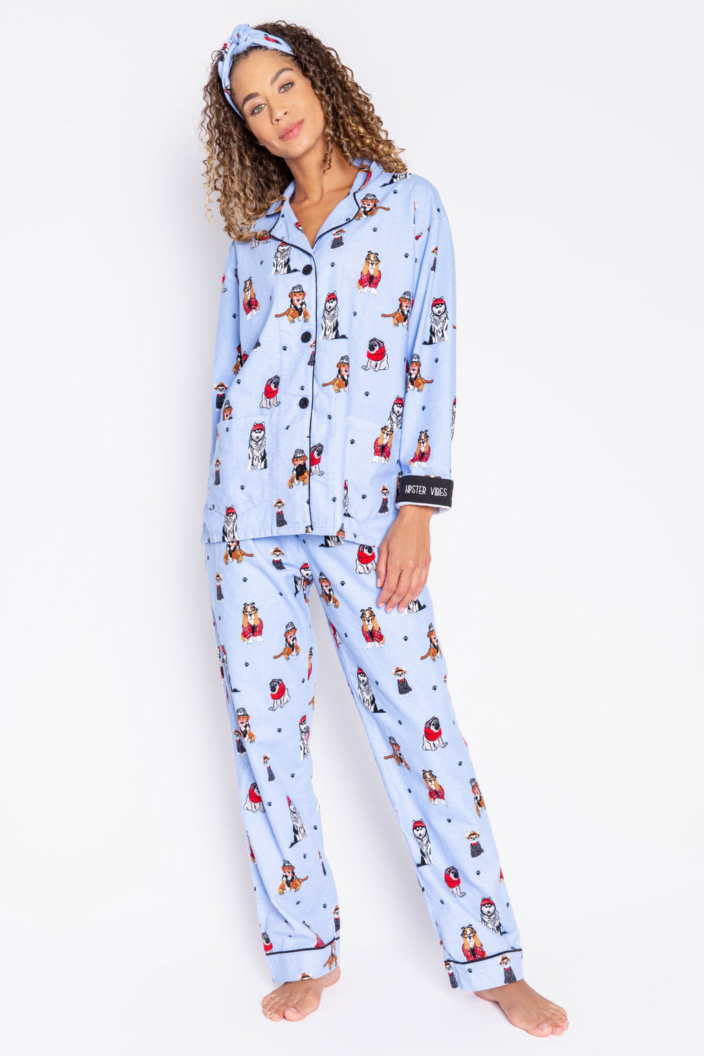 PJ Salvage Chill Out Classic Flannel Pajama Set in Aqua