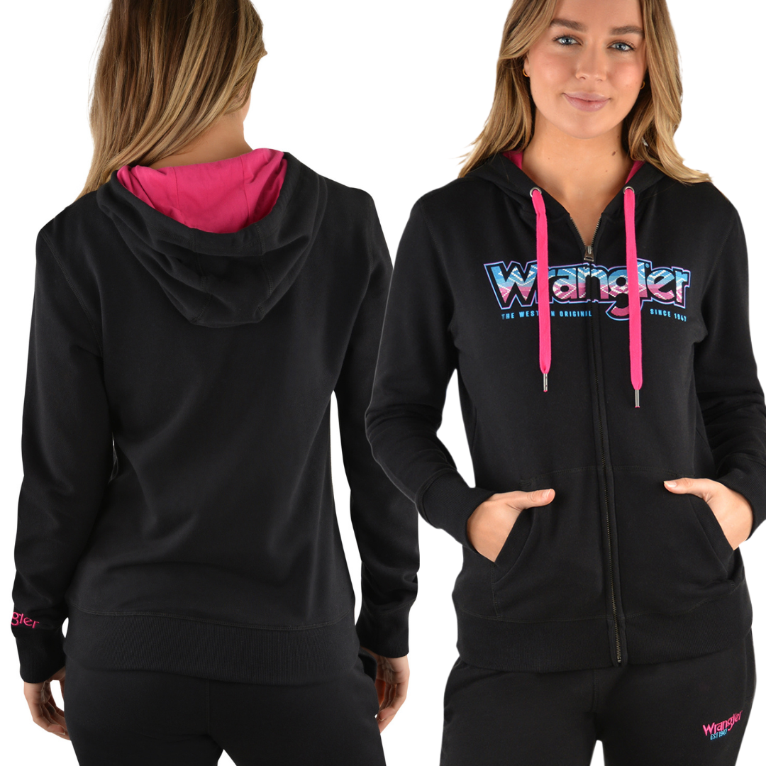 Wrangler Womens Mel Zip Up Hoodie- BLACK