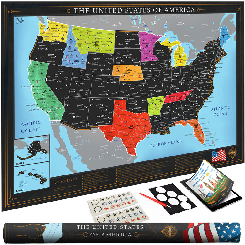 Scratch Off Usa Map Wond3Rland Premium Scratch Off Usa Map - Deluxe Gift For Travelers & T -  Wond3Rlandstore