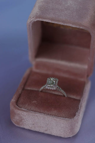 diamond emerald halo engagement ring