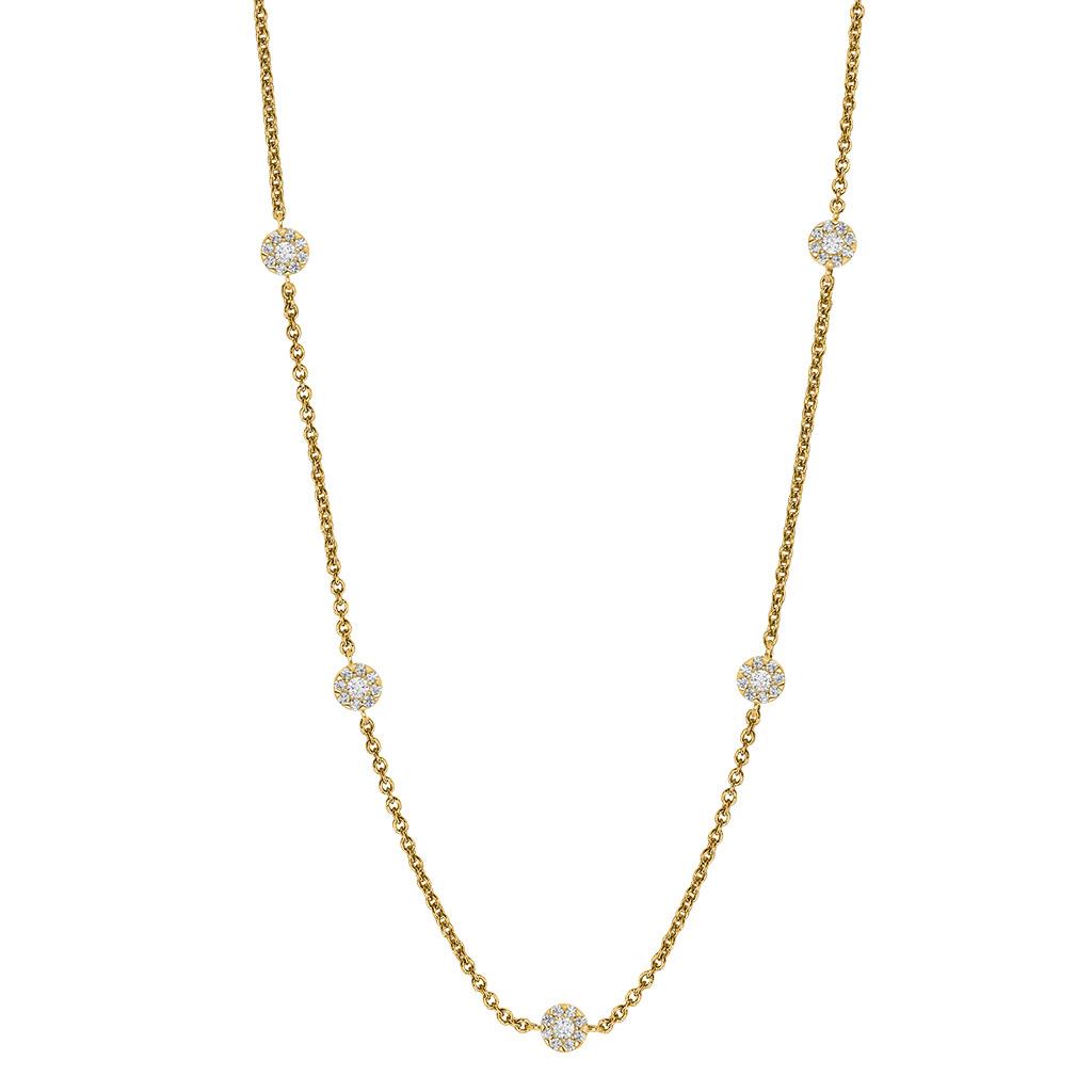 14K Solid Gold Classic Five Diamond By The Yard Necklace – nostalgii jewelry