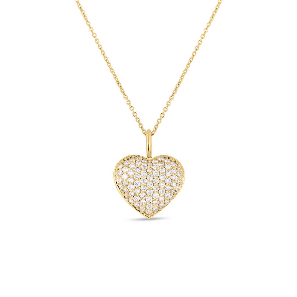 14K Yellow Gold Heart Pendant with Round Brilliant Diamonds, Hudson Valley  Goldsmith
