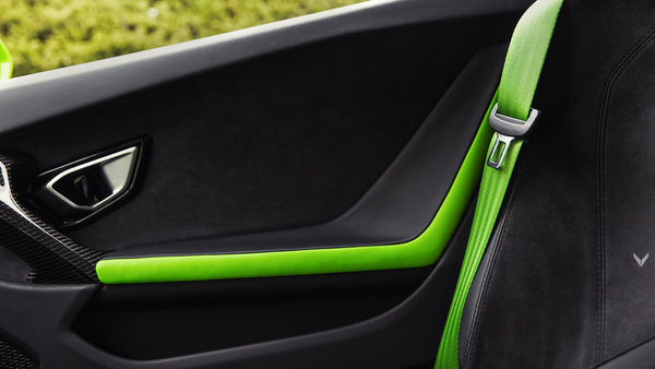 Green Colored Seat Belts in Car