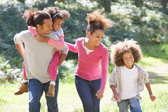 family hiking for exercise