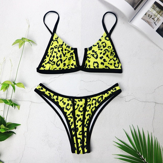 deep v neck push up bikini