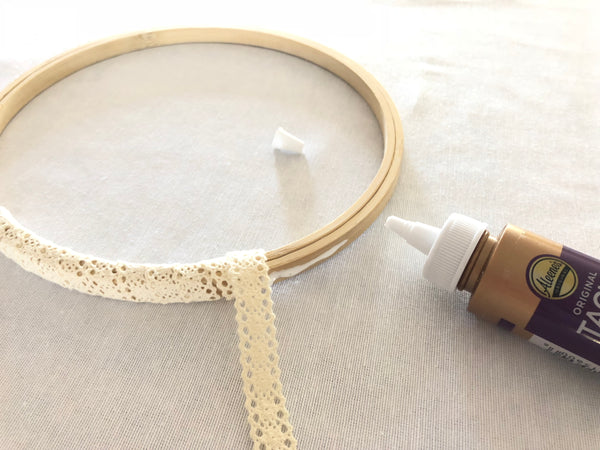 Embroidery hoop for diy nursery mobile