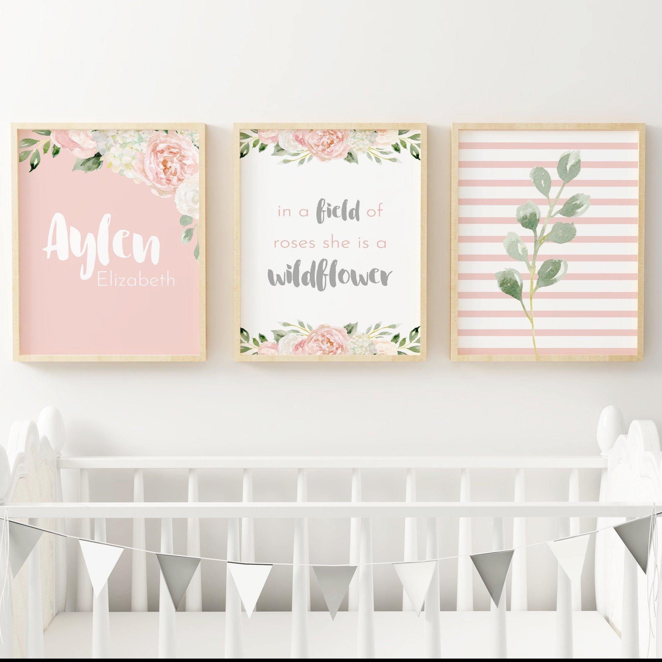 In a field of roses she is a wildflower - Blush Nursery Wall Art Print