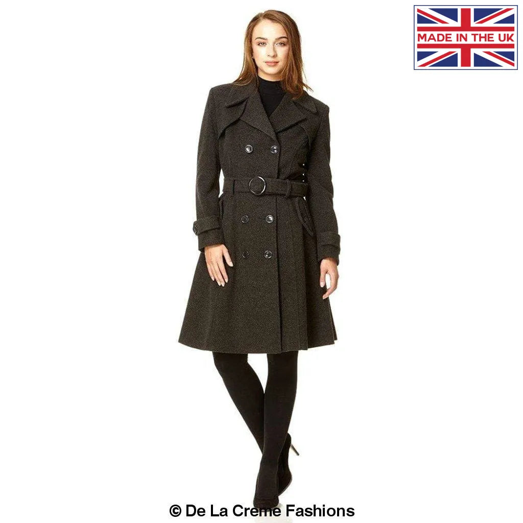 Plus Size Excelled Double-Breasted Faux-Wool Trench Coat