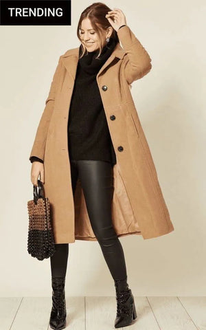 De La Creme Womens Slim Fit Wool Blend Longline Maxi Coat