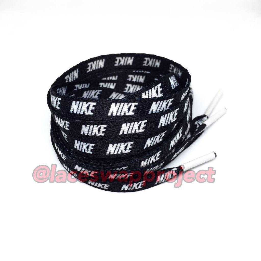 Black Shoelaces with White Print 