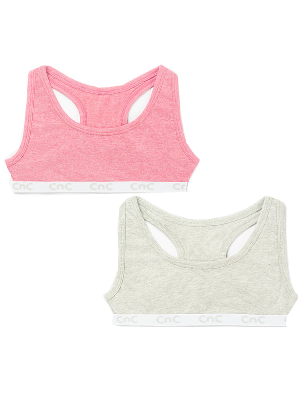 Girls Beginners Sports Bra Beige and Black (Pack of 2) – ATTWACT