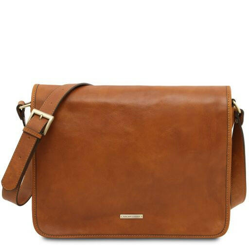 Tl Messenger - Two Compartments Leather Shoulder Bag - Large Size
