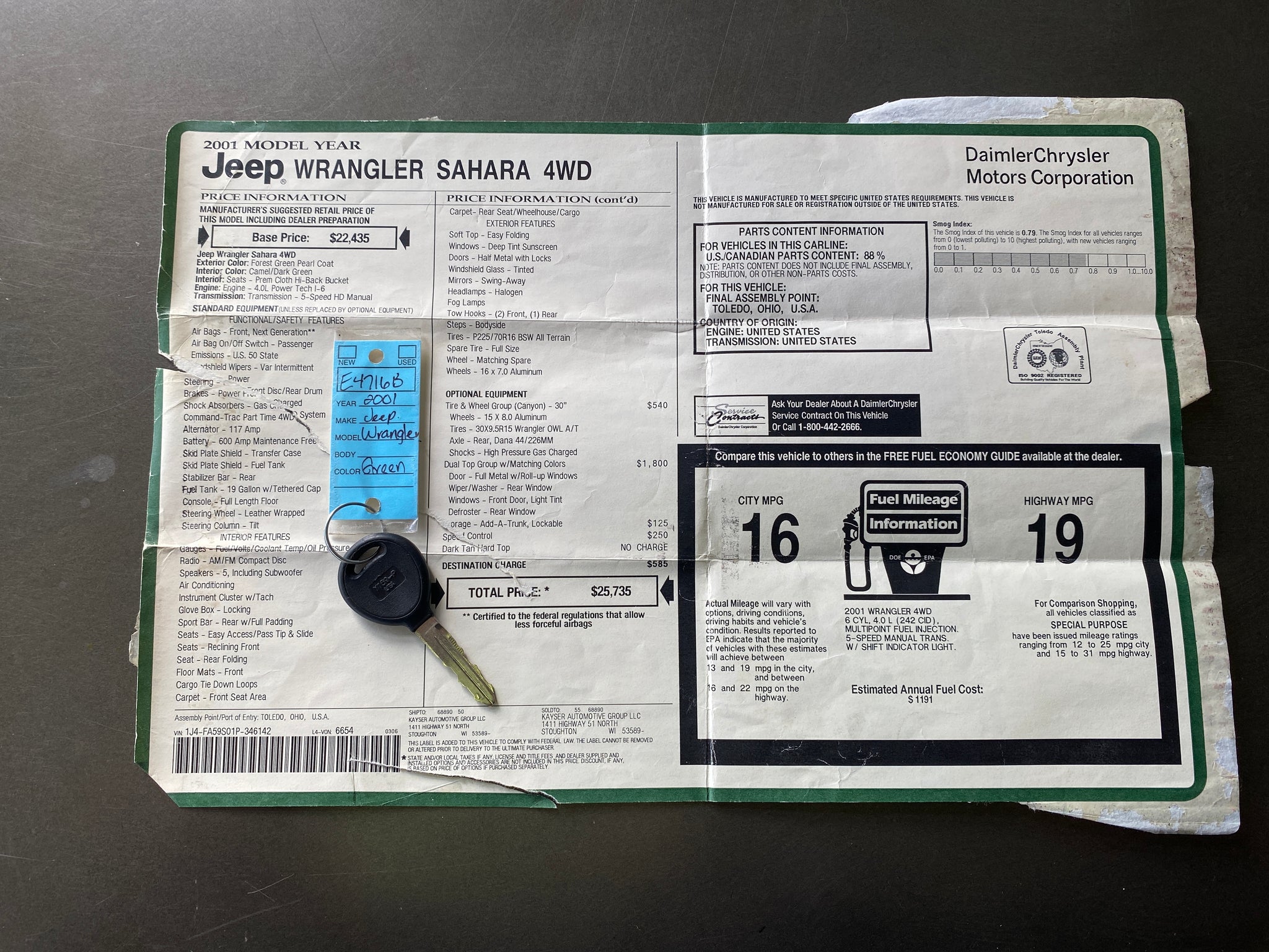 2001 Jeep Wrangler Sahara Manual - ShiftedMN