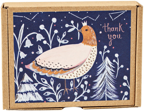 winter bird thank you notecard
