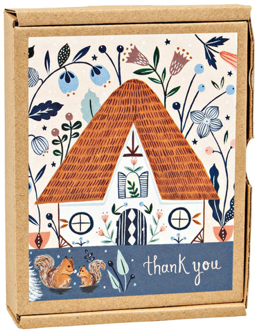 cozy cabin thank you notecards