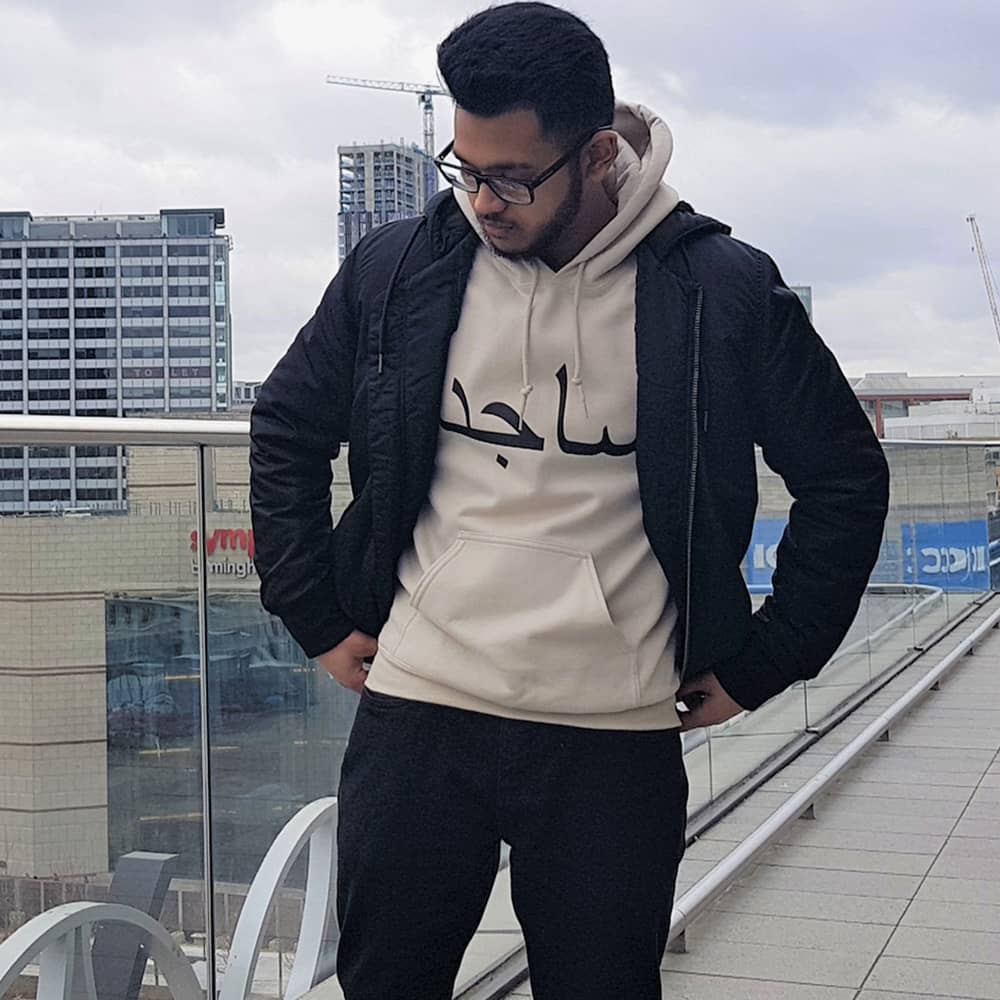 sand personalised hoodie for men with name in arabic black