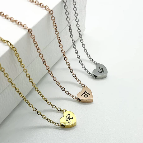 Engraved Initial Heart Necklace
