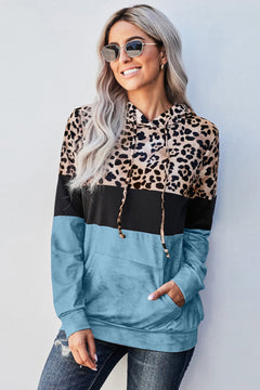 Leopard Color Block Hoodie