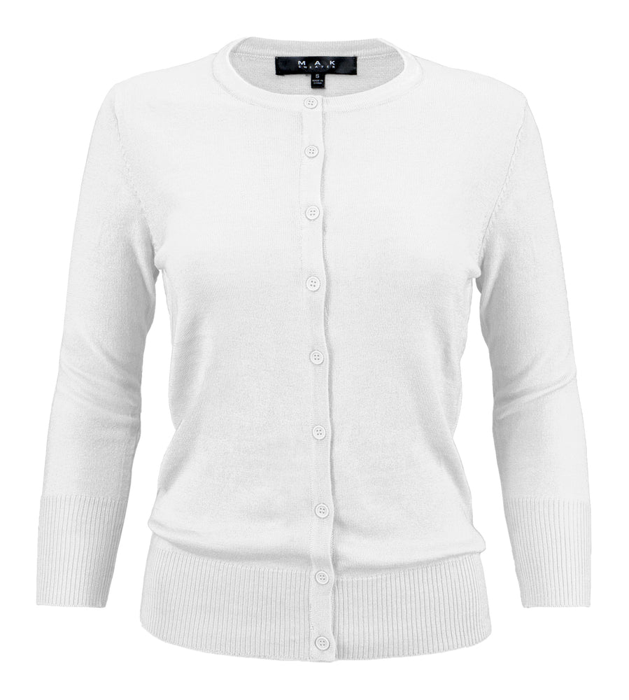 Crew Neck Button Down Knit Cardigan Vintage Inspired for Women | YEMAK