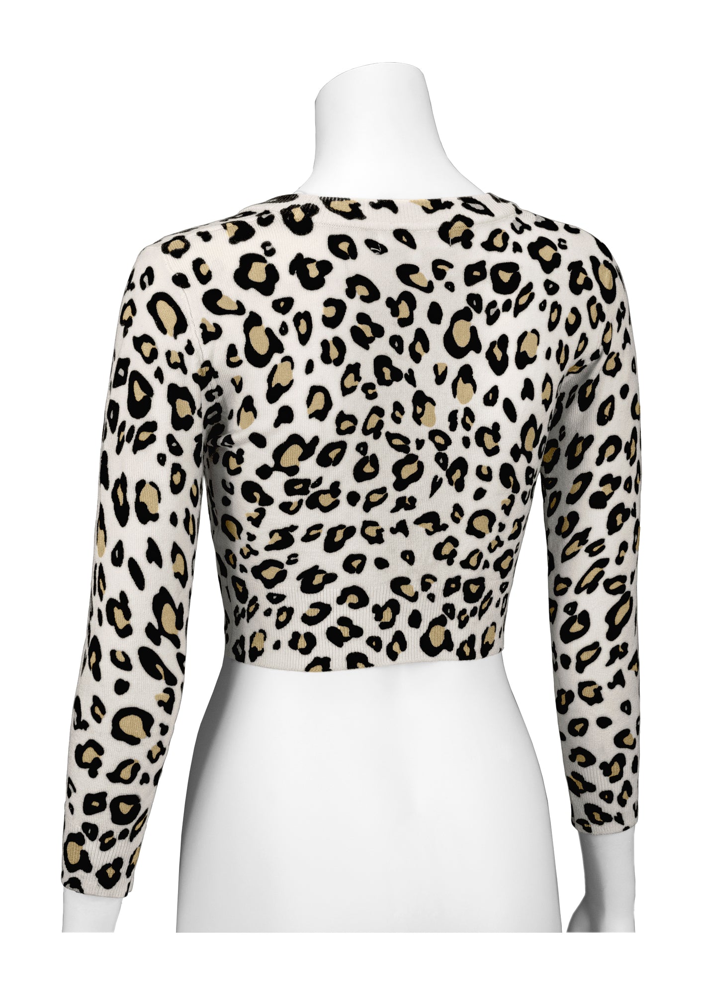 Cropped 3/4 Sleeve Bolero Leopard Print Cardigan Sweater | YEMAK Sweater