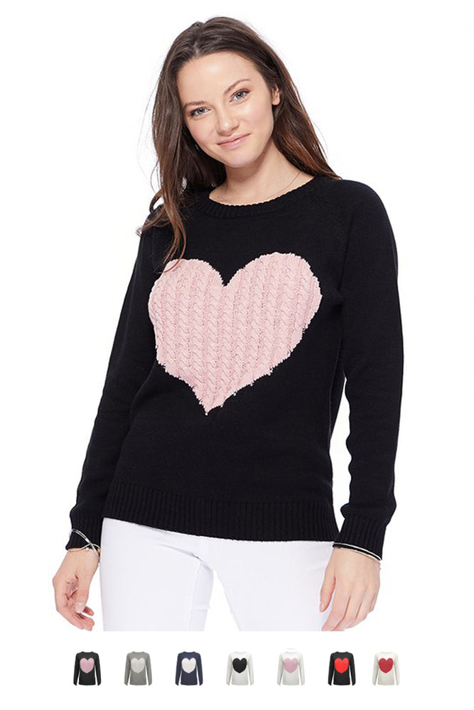 Love Heart Rounded Neck Sweater | YEMAK