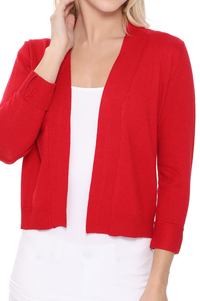 Women's 3/4 Sleeve Bolero Style Crop Cardigan | YEMAK Sweater