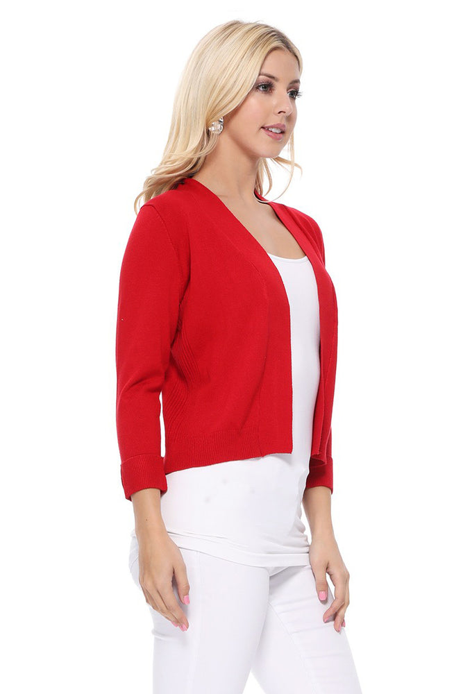 Women's 3/4 Sleeve Bolero Style Crop Cardigan | YEMAK Sweater