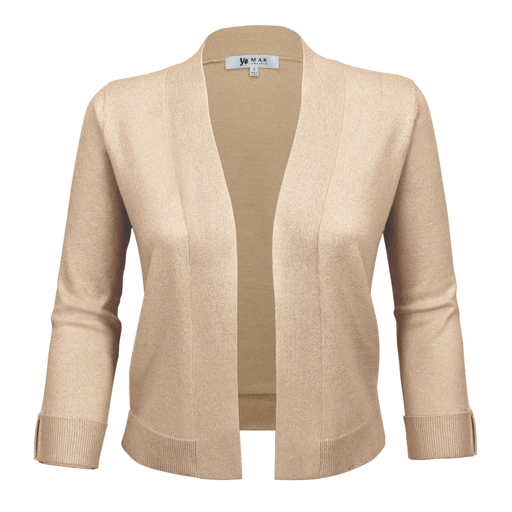 Women's 3/4 Sleeve Bolero Style Crop Cardigan | YEMAK Sweater
