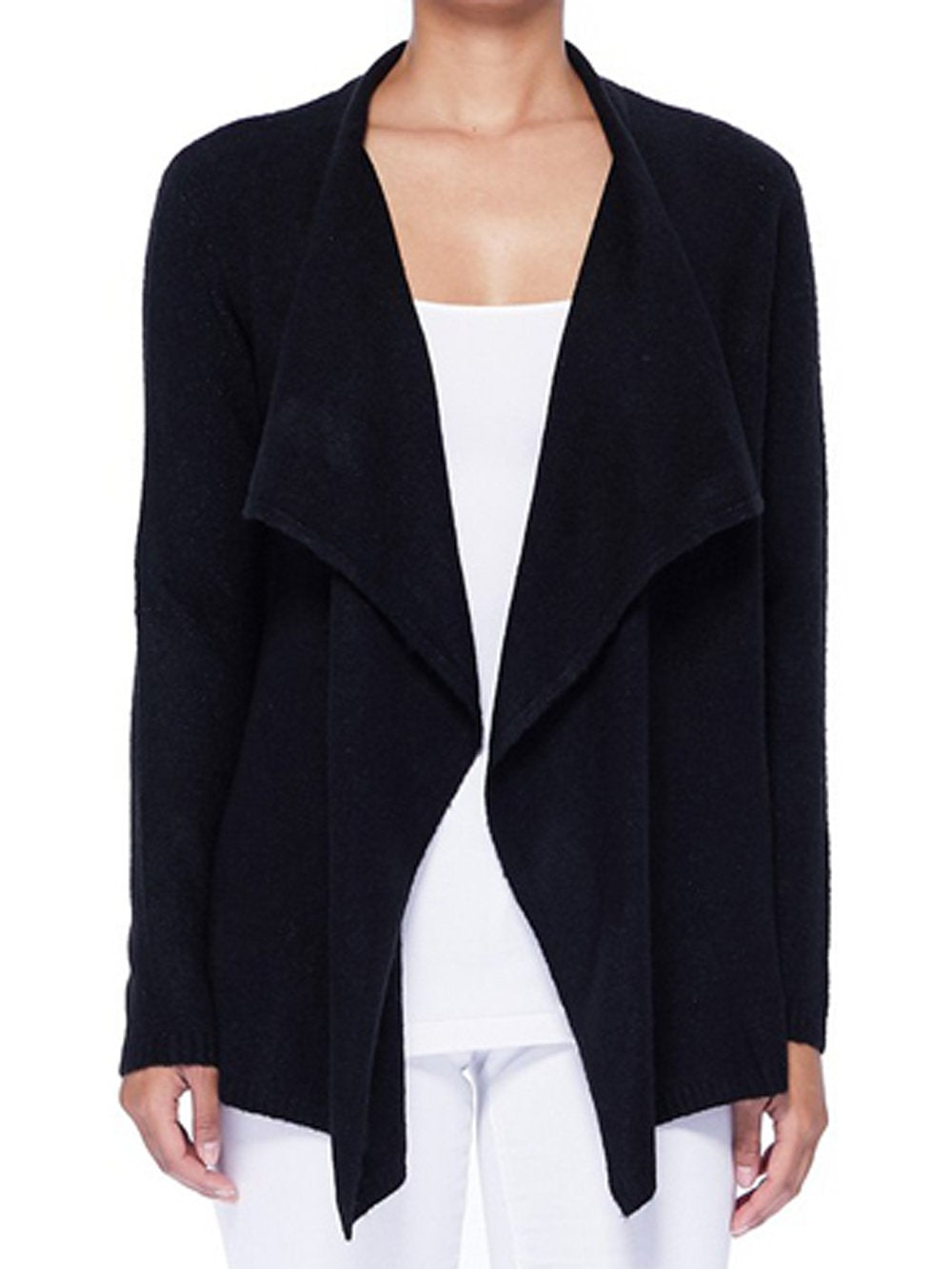 Open Front Long Sleeve Draped Cardigan Sweater | YEMAK