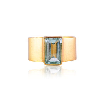 Buy Handcrafted Silver Gold Plated Aquamarine Ring