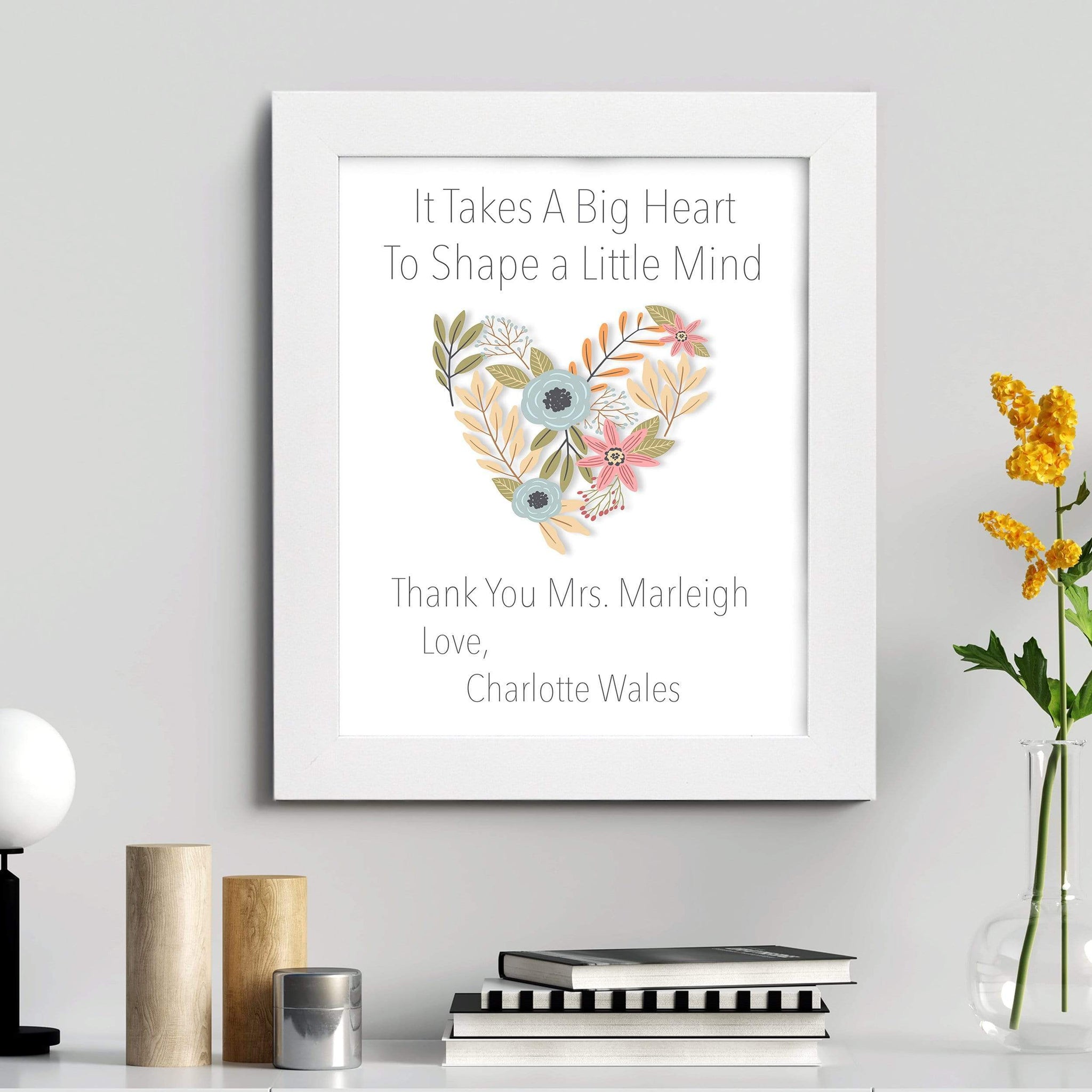 Personalised Best Teacher Framed Prints Wall Art Gift Size A3 A4 A5