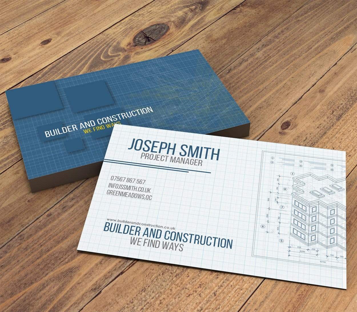 Personalised Builder Business Cards Design For Building And Construction