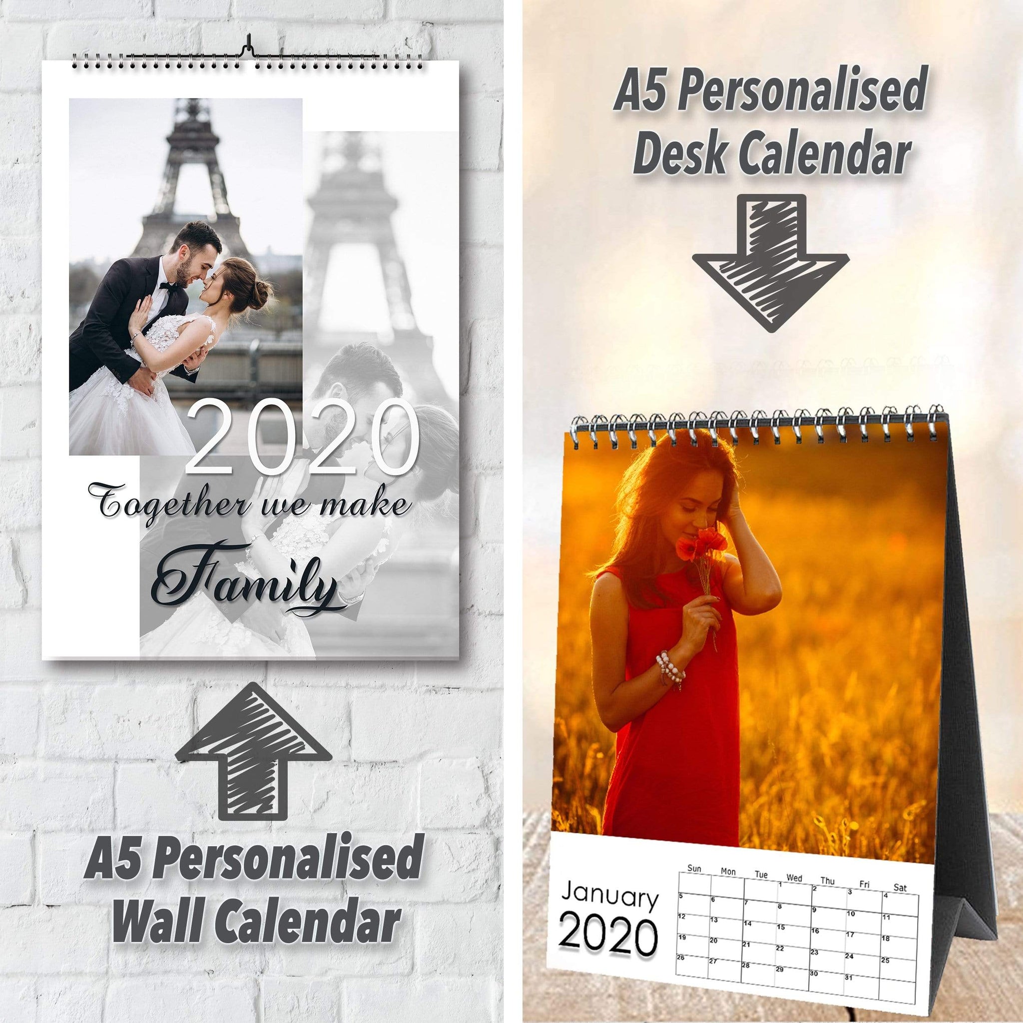 Personalised Simple Name Themed Photo Desk Calendar