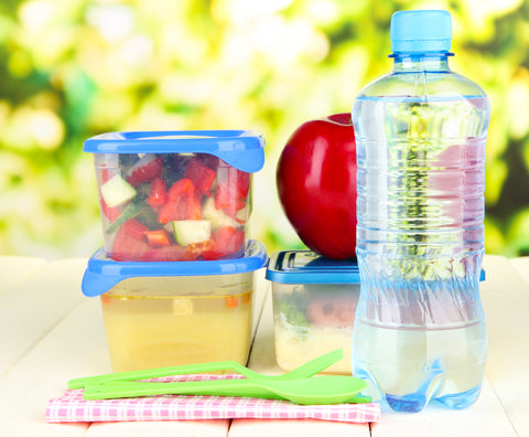 water bottle, healthy snacks