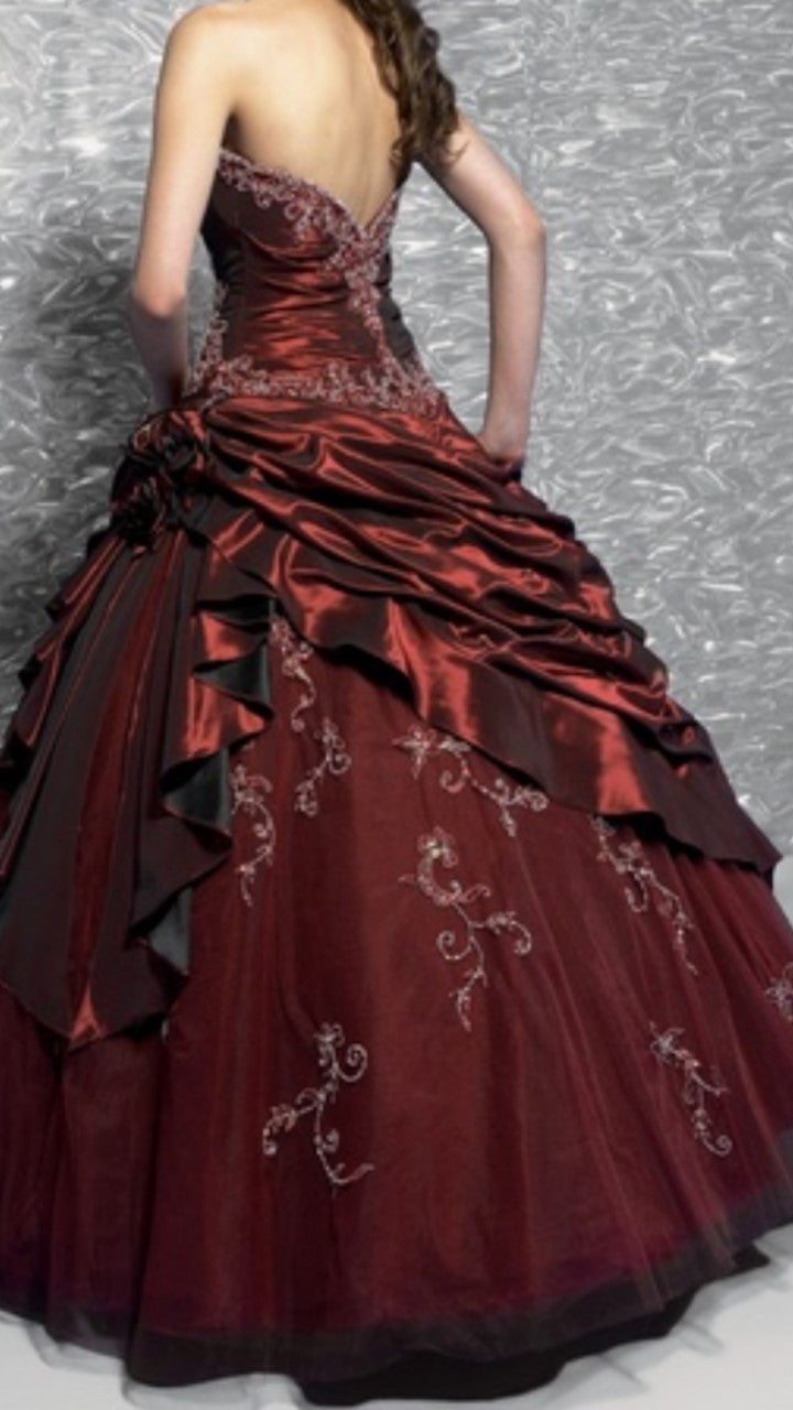 burgundy princess dress