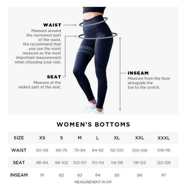 Size Guide Women's Tights  BARA Sportswear– BARA Sportswear