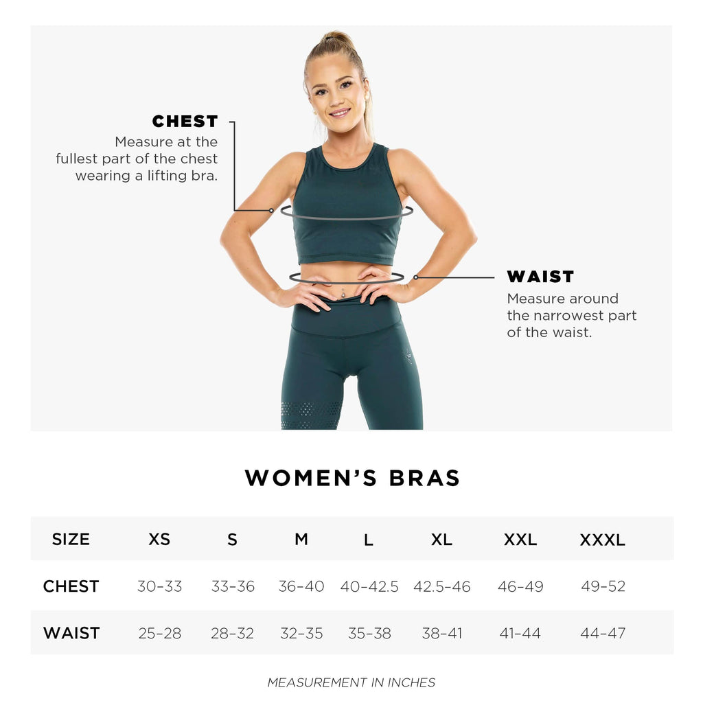 Find your perfect Sports Bra Size in inches