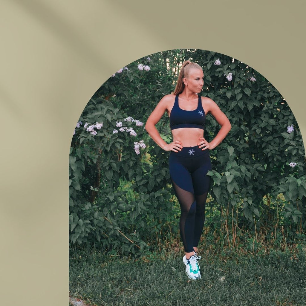 Black Mesh tights with a matching black sportsbra