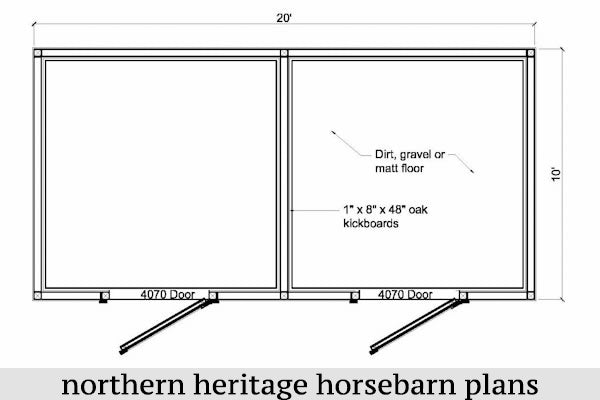 10x20 Horse Barn Plan 2 Stall Northern Heritage Horsebarn Plans