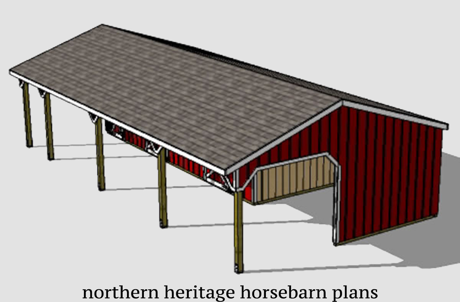 22x42 Horse Barn Plan With Added Tack Room Attached Run In Barn Opti Northern Heritage Horsebarn Plans
