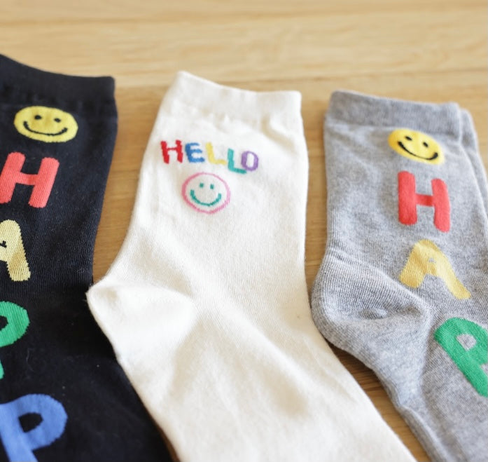 Happy Happy Smile Socks 3color pack - Luckyplanetusa